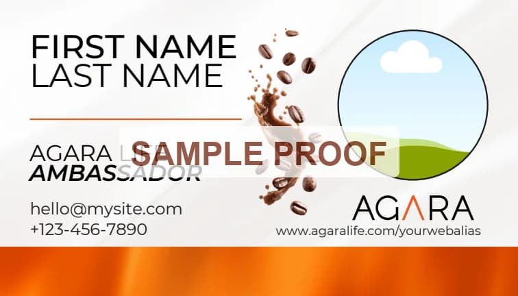 Template 2 front, sample proof with placeholder details