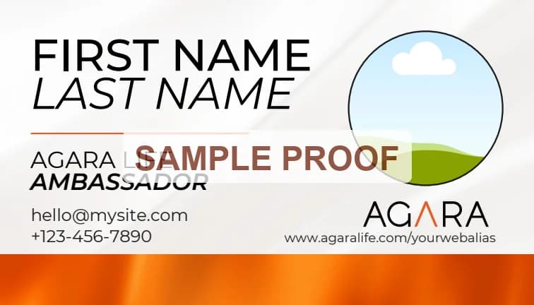 Template 3 front, sample proof with placeholder details